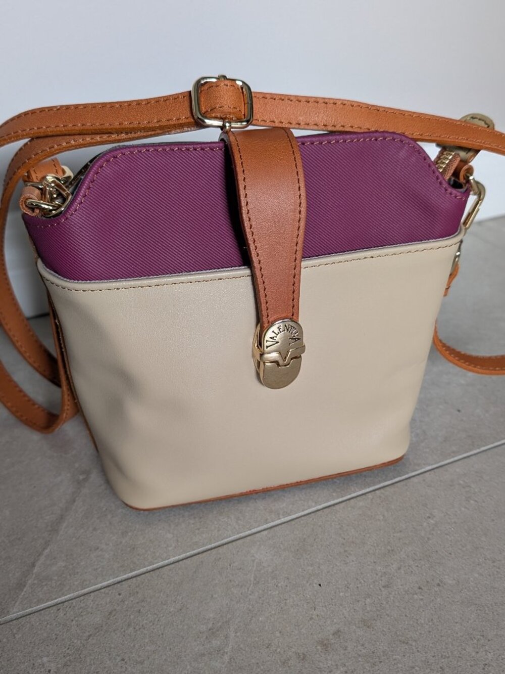 Valentina color-block leather crossbody purse